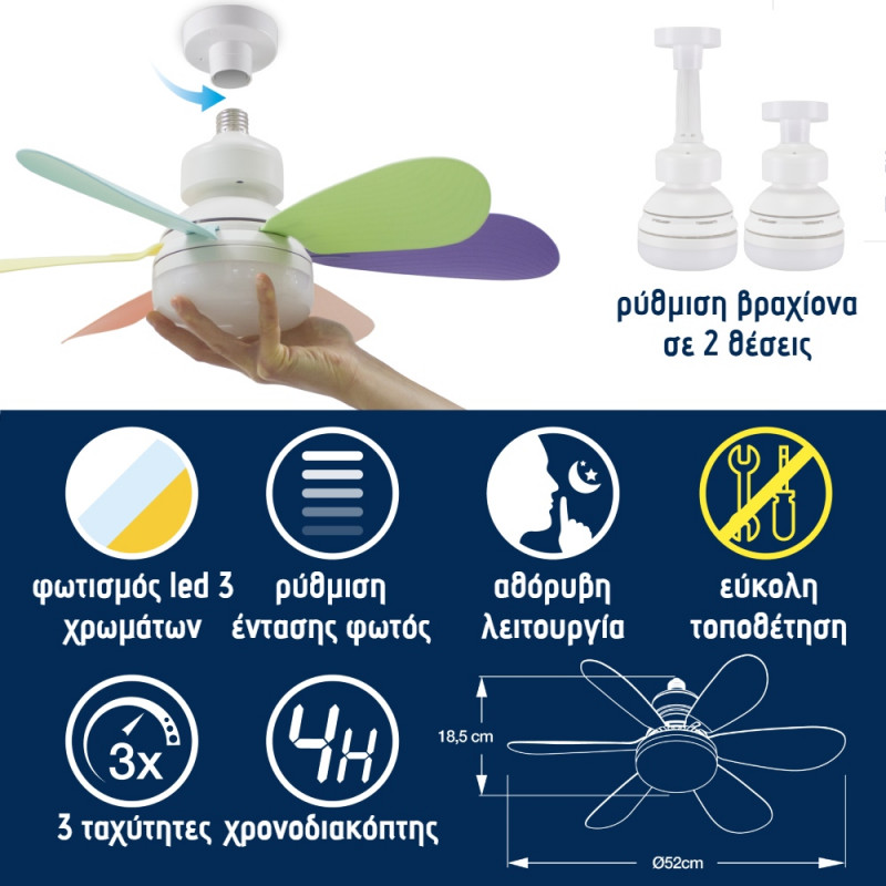 Ανεμιστήρας Οροφής Led με Τηλεχειριστήριο & 2 Σετ Εναλλάξιμων Πτερυγίων 40W Beper P206VEN610 Ανεμιστήρας Οροφής Led με Τηλεχειριστήριο & 2 Σετ Εναλλάξιμων Πτερυγίων 40W Beper P206VEN610