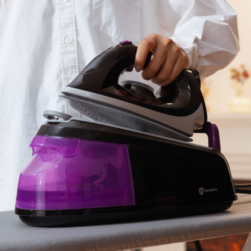 Homevero Σύστημα σιδερώματος ατμού 2400W σε μωβ χρώμα HV-21981P Homevero Σύστημα σιδερώματος ατμού 2400W σε μωβ χρώμα HV-21981P