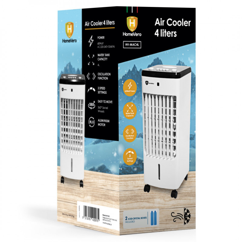 HomeVero Air Cooler 60W με χωρητικότητα δεξαμενής 4L HV-MAC4L HomeVero Air Cooler 60W με χωρητικότητα δεξαμενής 4L HV-MAC4L