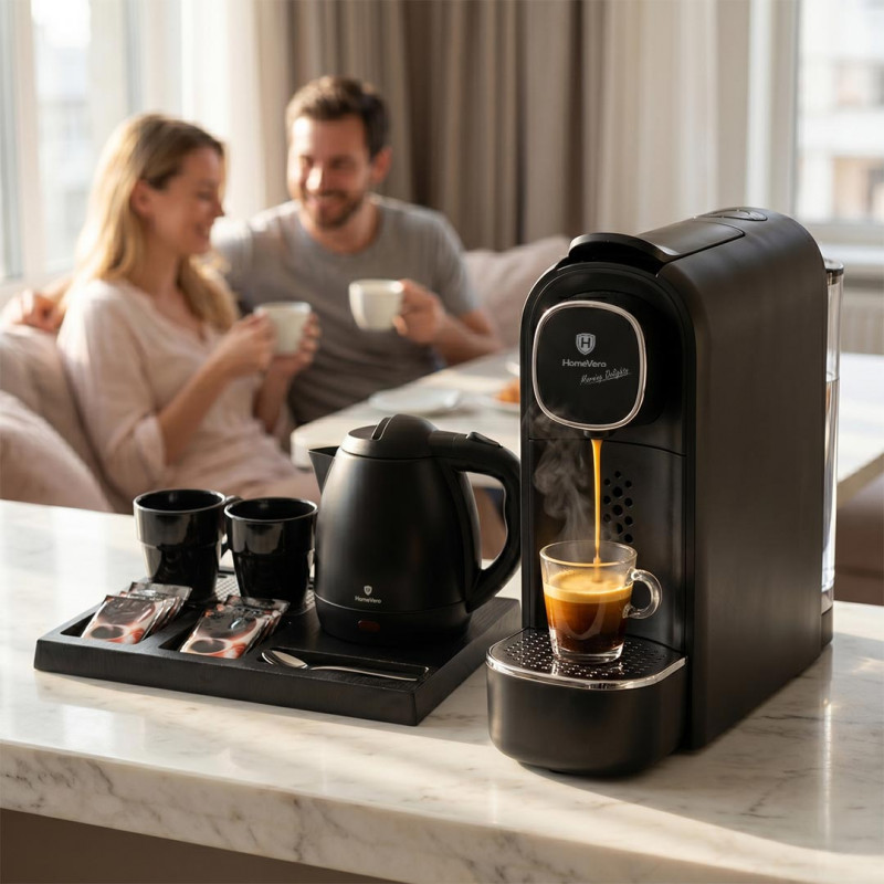 Smart Deal by HomeVero - Καφετιέρα Espresso Συμβατή με Κάψουλες Nespresso και Welcome Tray Set - Ολοκληρωμένο Σετ Δίσκου Καλωσορίσματος με Βραστήρα & Κούπες Smart Deal by HomeVero - Καφετιέρα Espresso Συμβατή με Κάψουλες Nespresso και Welcome Tray Set - Ολοκληρωμένο Σετ Δίσκου Καλωσορίσματος με Βραστήρα & Κούπες