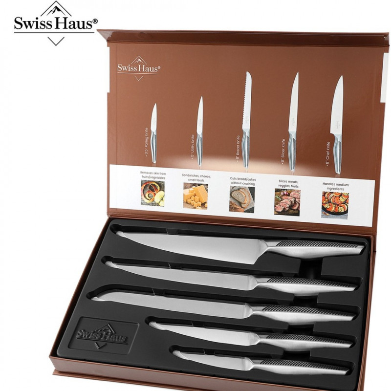 Σετ Μαχαίρια Κουζίνας 5 Τεμαχίων Swiss Haus SH-KS5LS Σετ Μαχαίρια Κουζίνας 5 Τεμαχίων Swiss Haus SH-KS5LS