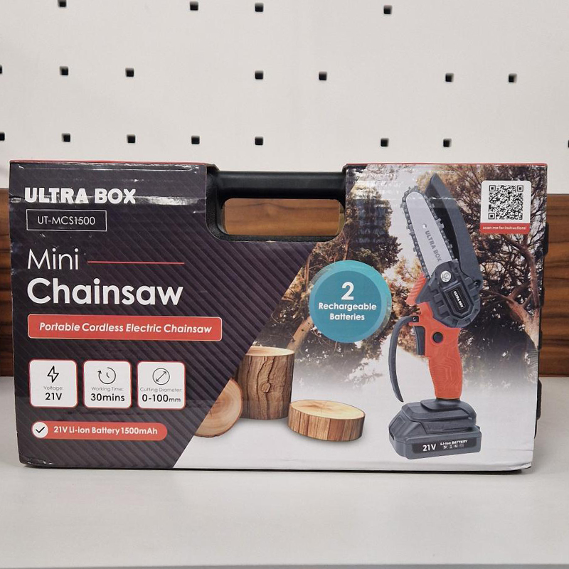 Ultra Box Μίνι Επαναφορτιζόμενο Αλυσοπρίονο με μπαταρία λιθίου UT-MCS1500 και ΔΩΡΟ δεύτερη μπαταρία Ultra Box Μίνι Επαναφορτιζόμενο Αλυσοπρίονο με μπαταρία λιθίου UT-MCS1500 και ΔΩΡΟ δεύτερη μπαταρία