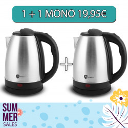 Σετ 2 τεμάχια - Ανοξείδωτος Βραστήρας Nερού 1.7L 1500W Ασήμι HomeVero HV-SSK1.7