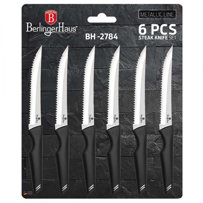 Berlinger Haus Σετ μαχαίρια μπριζόλας (steak) 6 τμχ Metallic Line Shiny Black Edition BH-2784 Berlinger Haus Σετ μαχαίρια μπριζόλας (steak) 6 τμχ Metallic Line Shiny Black Edition BH-2784