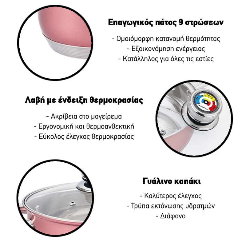 Herenthal Σετ μαγειρικά σκεύη και εργαλεία κουζίνας σε ροζ χρώμα 18 τμχ HT-1801BBR Herenthal Σετ μαγειρικά σκεύη και εργαλεία κουζίνας σε ροζ χρώμα 18 τμχ HT-1801BBR