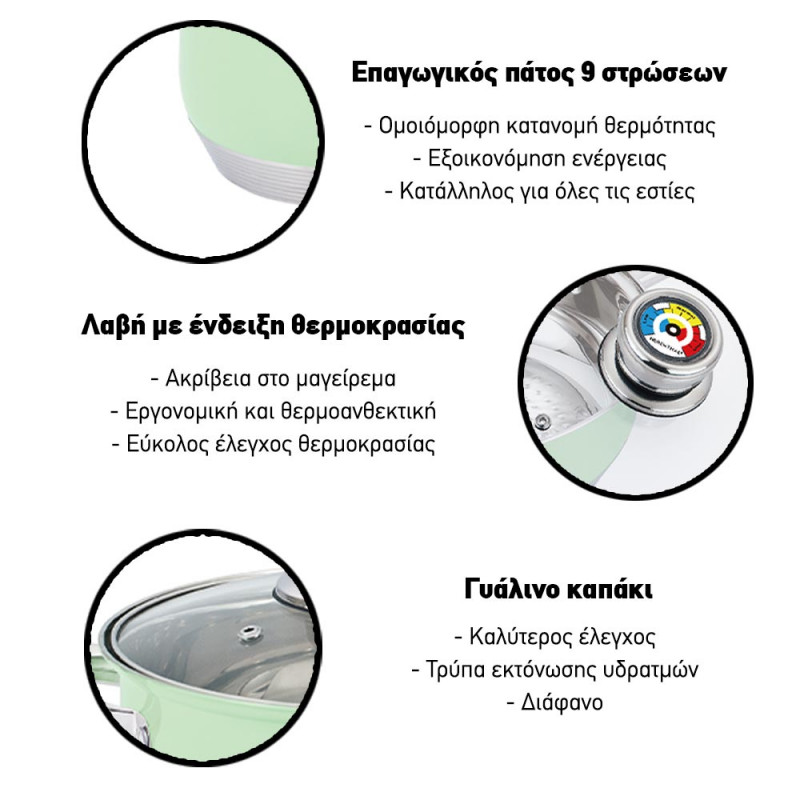 Herenthal Σετ μαγειρικά σκεύη και εργαλεία κουζίνας σε ανοιχτό πράσινο χρώμα 18 τμχ HT-1801BG Herenthal Σετ μαγειρικά σκεύη και εργαλεία κουζίνας σε ανοιχτό πράσινο χρώμα 18 τμχ HT-1801BG