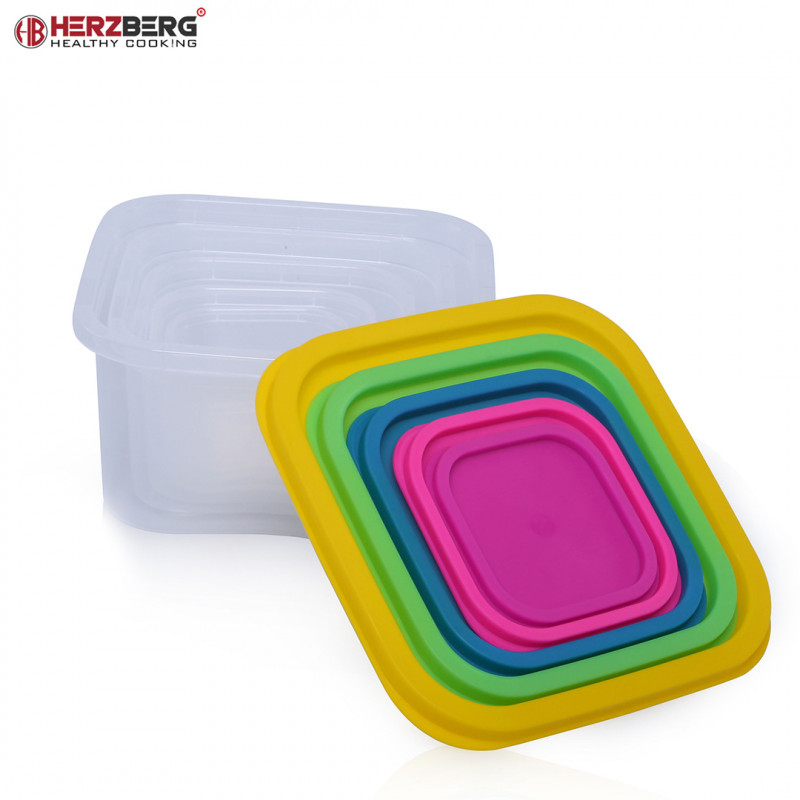 Herzberg Σετ 5 πλαστικά δοχεία φαγητού με καπάκια HG-SFS5N1 Herzberg Σετ 5 πλαστικά δοχεία φαγητού με καπάκια HG-SFS5N1