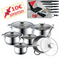 Royalty Line Σετ Κατσαρόλες 12τμχ. Inox - RL-1231  και ΔΩΡΟ Σετ Μαχαίρια Inox με Μαρμάρινη Επίστρωση HomeVero HV-MBC5 και €10 για την επόμενη αγορά σας