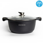 RL-BS34M Κατσαρόλα 34cm με Αντικολλητική Επίστρωση Μαρμάρου & Γυάλινο Καπάκι Royalty Line 