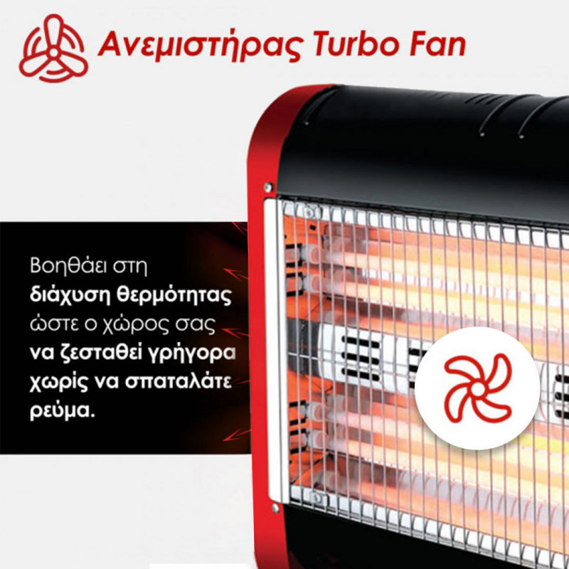 Telemax Ηλεκτρική Σόμπα Χαλαζία με Ανεμιστήρα 1600W Κόκκινη 30-1604 Telemax Ηλεκτρική Σόμπα Χαλαζία με Ανεμιστήρα 1600W Κόκκινη 30-1604