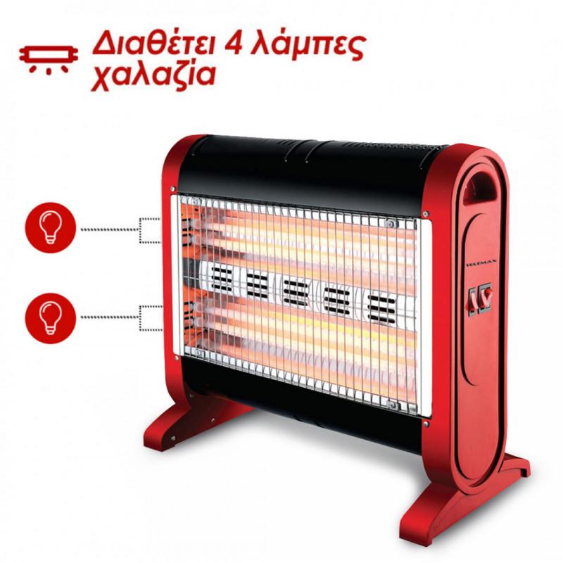Telemax Ηλεκτρική Σόμπα Χαλαζία με Ανεμιστήρα 1600W Κόκκινη 30-1604 Telemax Ηλεκτρική Σόμπα Χαλαζία με Ανεμιστήρα 1600W Κόκκινη 30-1604