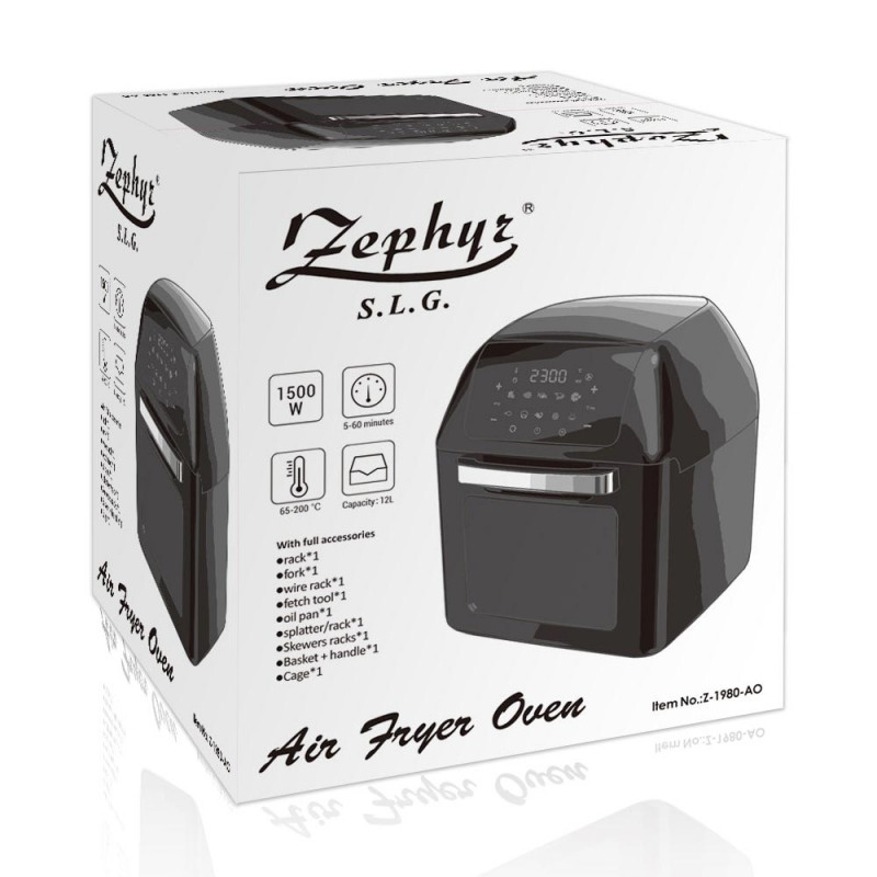 Zephyr Ψηφιακή φριτέζα αέρος - Φουρνάκι 12L με 10 εξαρτήματα 1500W Z-1980-AO Zephyr Ψηφιακή φριτέζα αέρος - Φουρνάκι 12L με 10 εξαρτήματα 1500W Z-1980-AO
